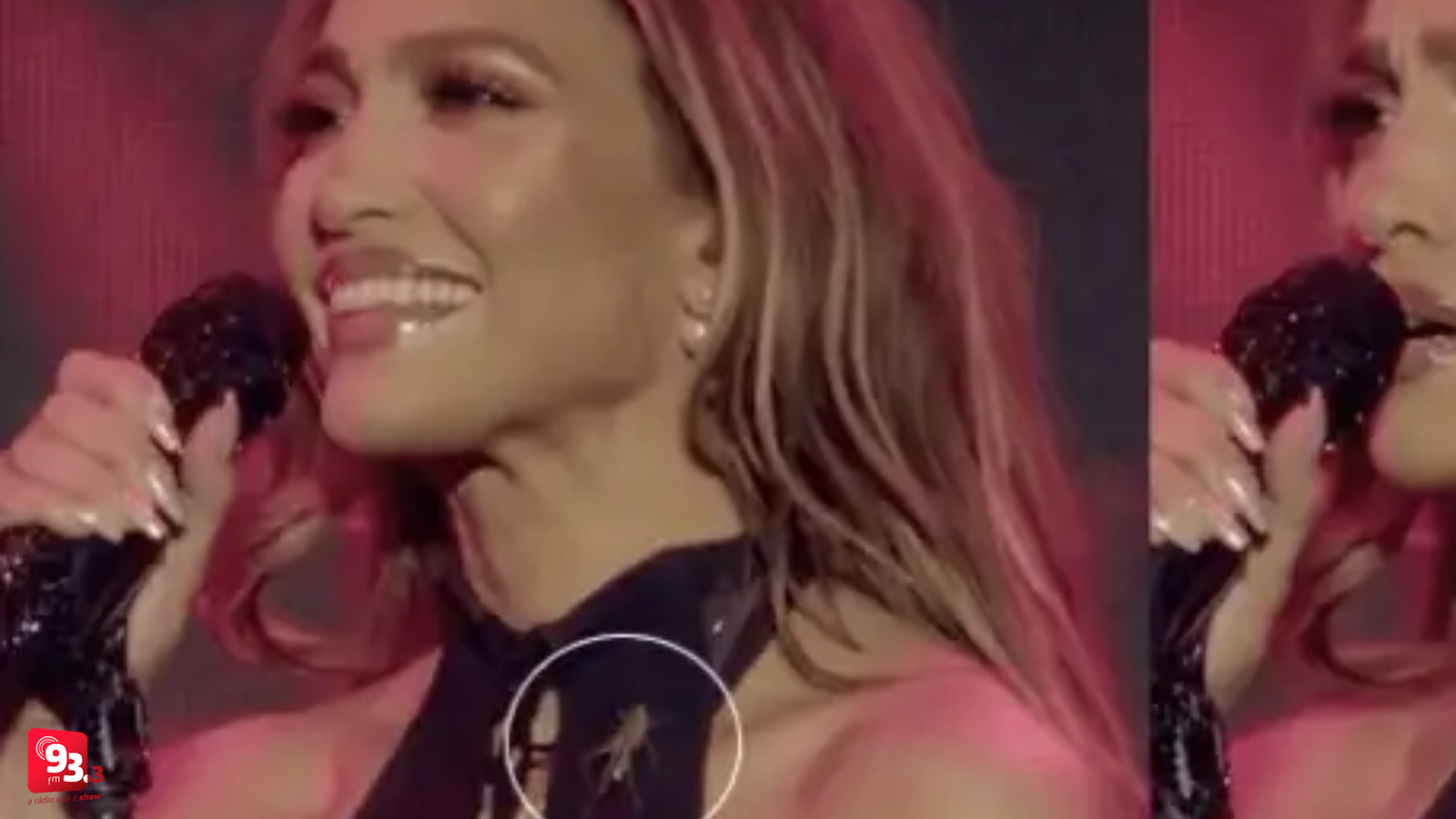 Jennifer Lopez lida com grilo no pescoço durante show no Cazaquistão