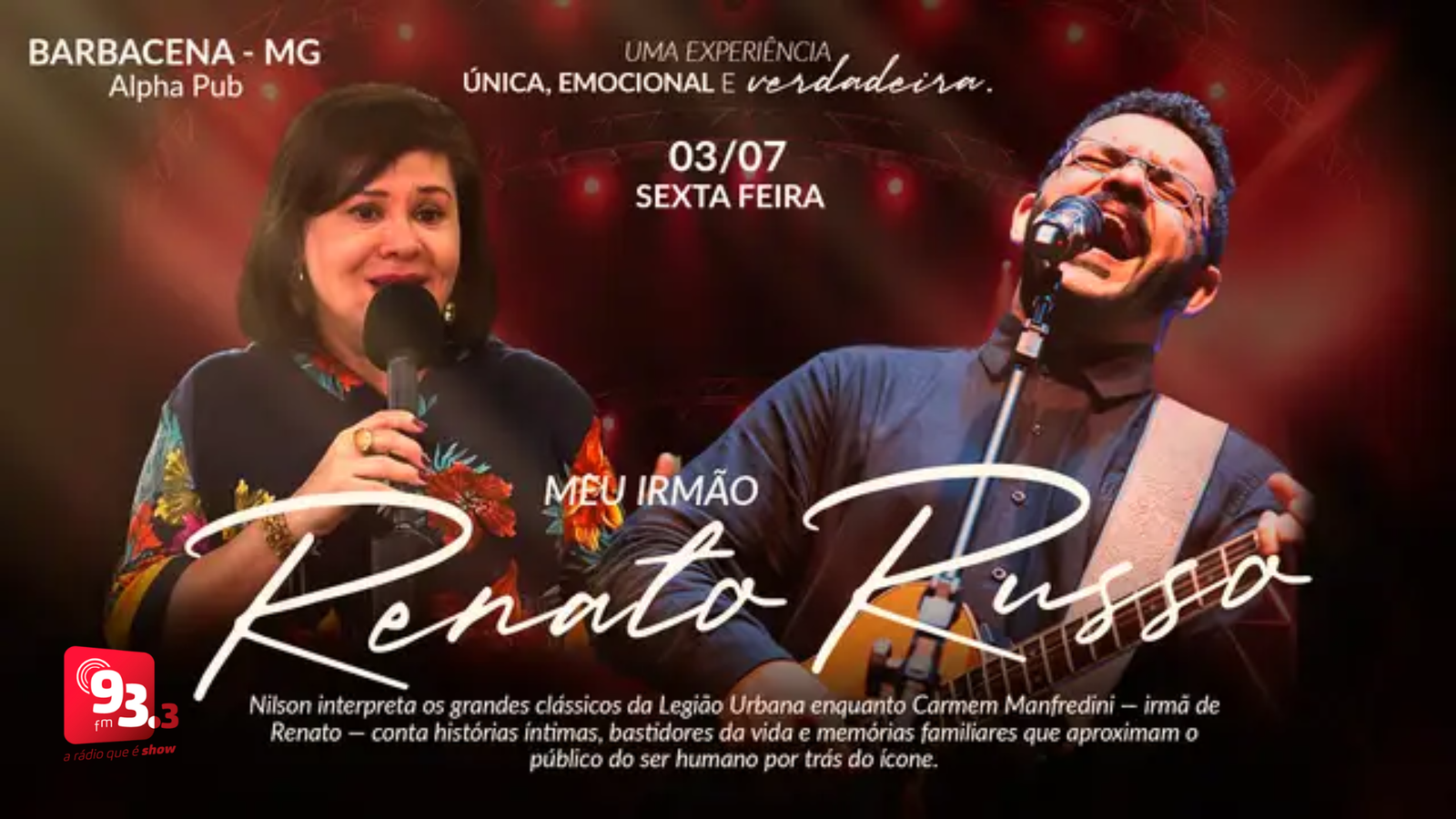 Leia mais sobre o artigo Espetáculo “Meu Irmão Renato Russo” chega a Barbacena em julho