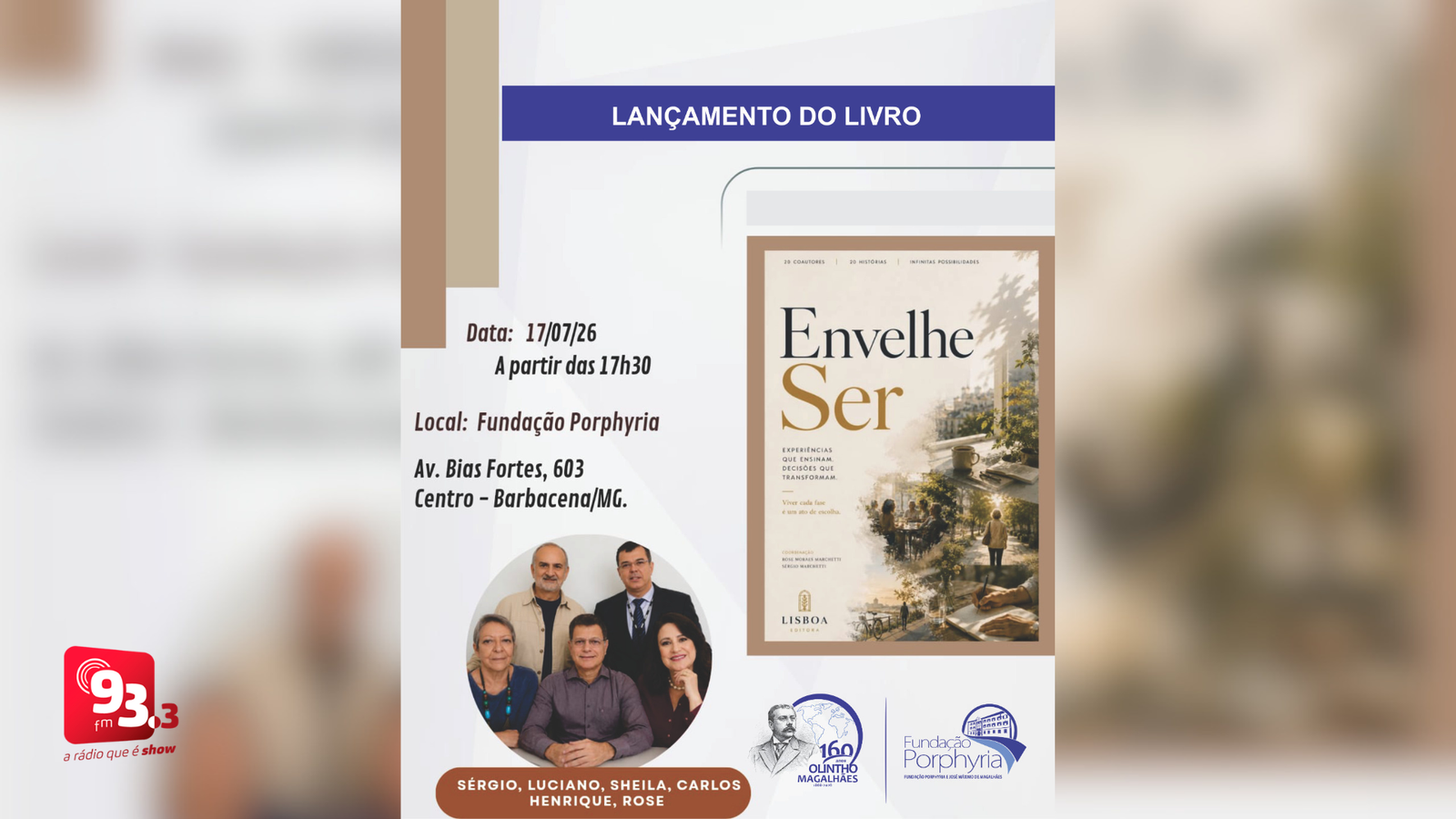 Leia mais sobre o artigo Livro “EnvelheSer” será lançado em Barbacena com participação de autores da cidade