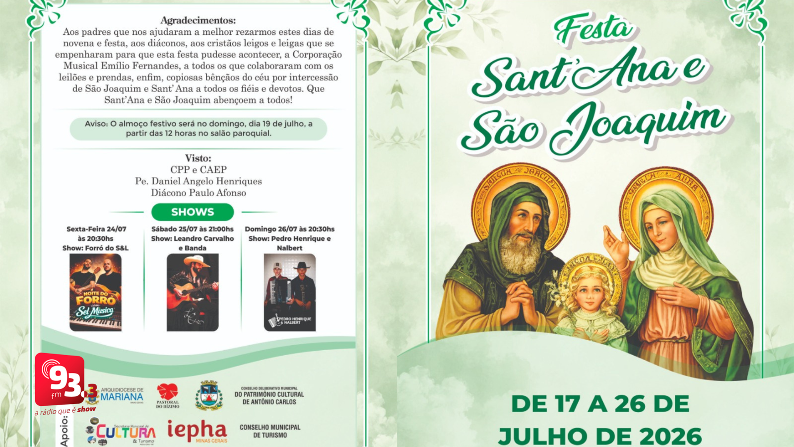 Leia mais sobre o artigo Festa de Sant’Ana e São Joaquim movimenta cidade de Antônio Carlos