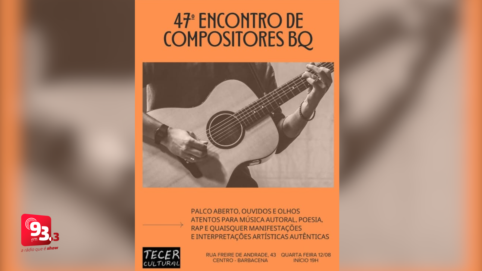 Leia mais sobre o artigo Barbacena recebe 47º Encontro de Compositores BQ com música autoral, poesia e arte nesta quarta-feira